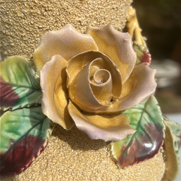Vintage Sand Pottery 🌹 Floral Rose Bud Vase Bohemian Home Art Accent Decor - Picture 10 of 16